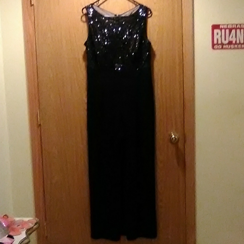 R&M Richards Black Sequin Jumpsuit